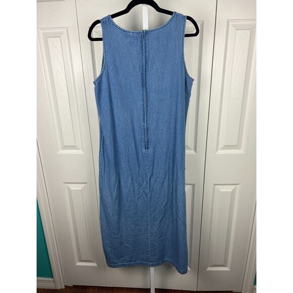 Vintage Excitation Denim Jumper Dress 90s Y2K Cottage Nautical Women’s Large - Picture 6 of 7